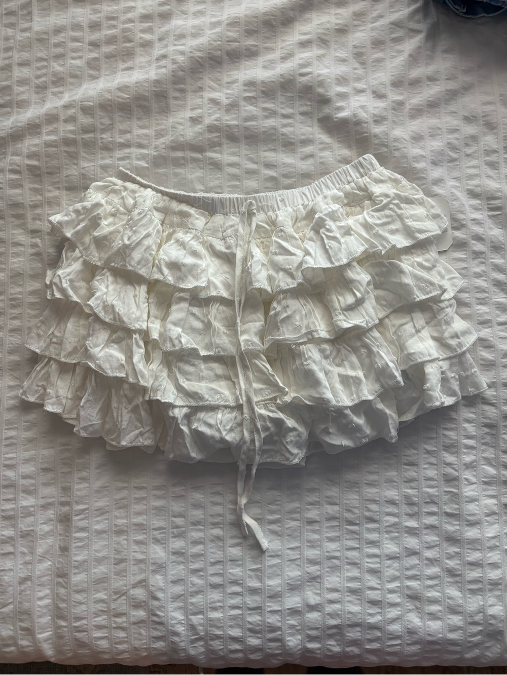 Altar'd State White Tiered Ruffle Mini Skirt